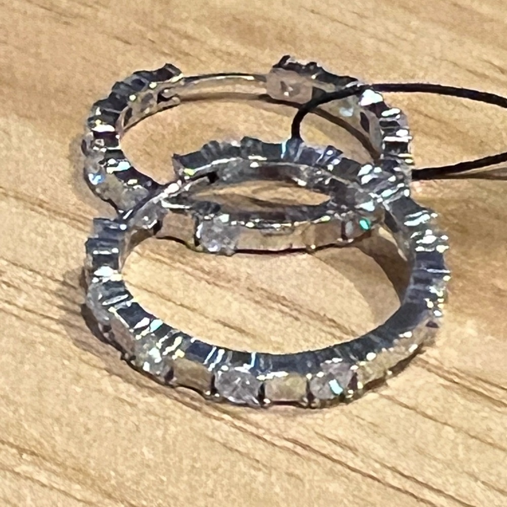 **Price Drop*** Elegant Silver and CZ Hoop Earrings by Kenneth Jay Lane